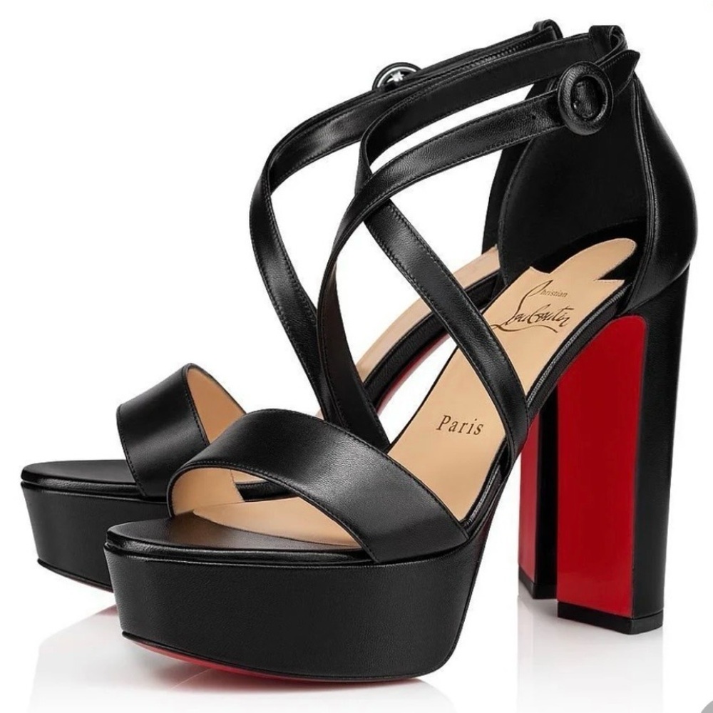 Christian Louboutin Black Leather Platform Sandals